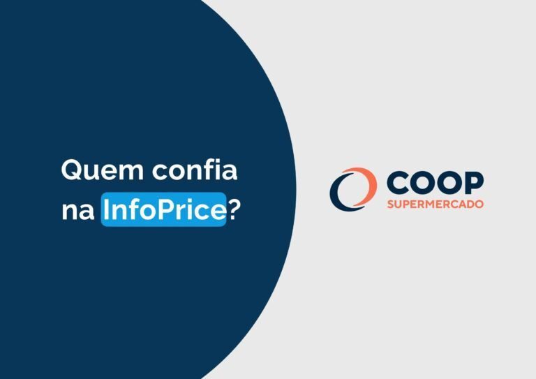 Frase: Quem confia na InfoPrice? seguida do logo da coop. Para ilustrar o case de sucesso varejo tratado no blogpost.