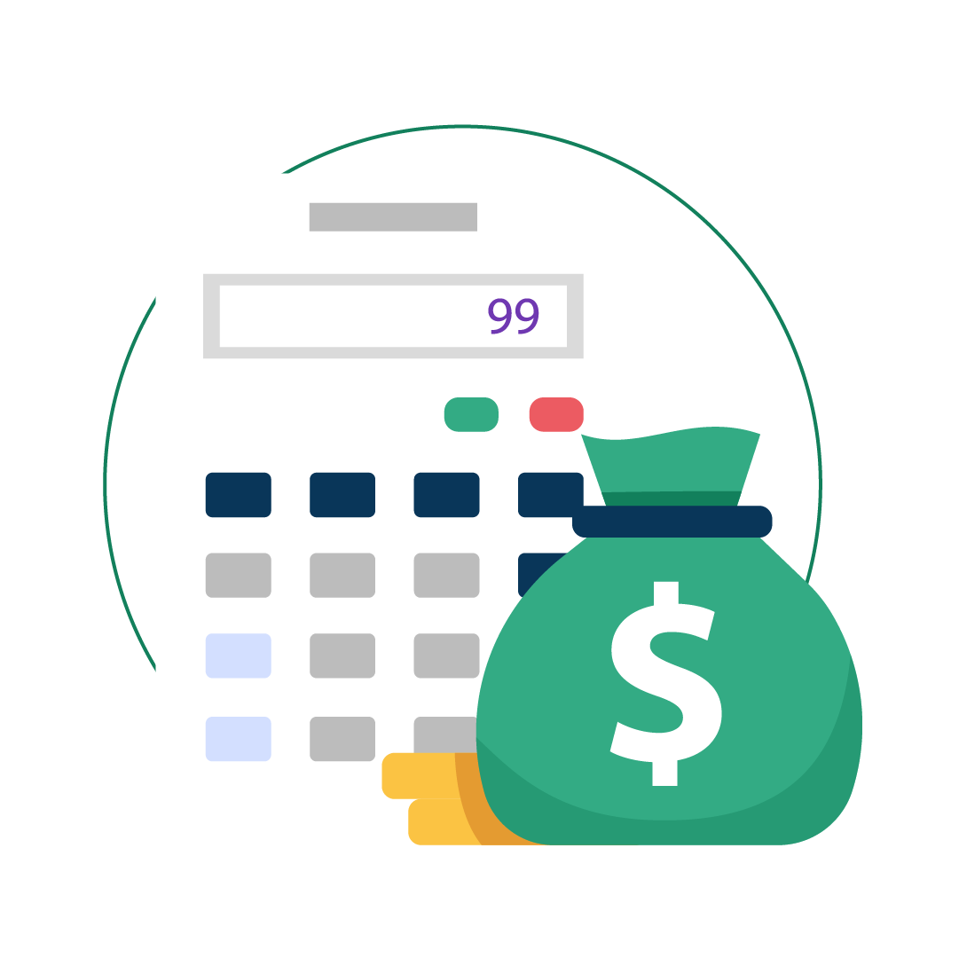 calculadora e bolsa de dinheiro representando o aumento de rentabilidade que a consultoria de pricing da InfoPrice proporciona