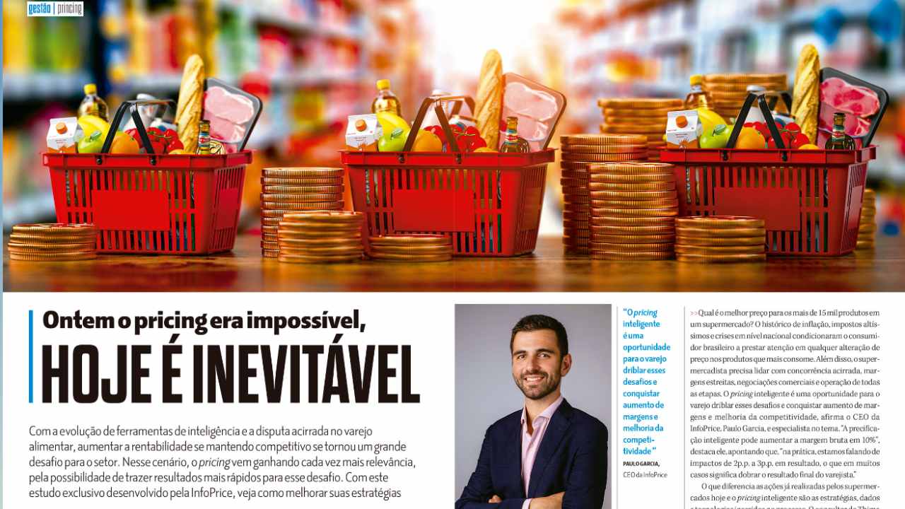 print da matéria do estudo de pricing realizado pela InfoPrice para a revista Superhiper produzida pela ABRAS