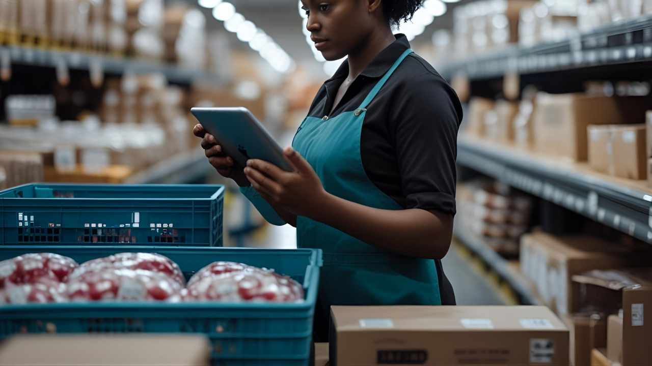 pessoa trabalhando no setor de compras de um supermercado onde é calculado o preço de custo de um produto