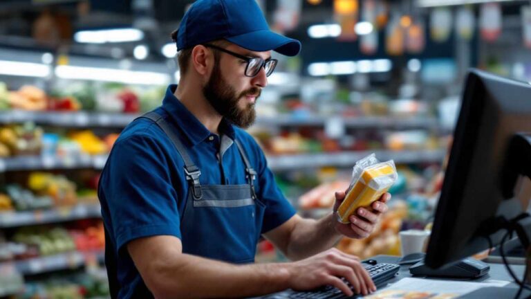 pessoa fazendo cadastro de produtos em supermercados e farmácias