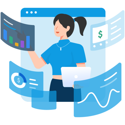 Ilustra-site-InfoPrice pessoa analisando dados de preço e rentabilidade para ilustrar as pautas do pricing conectado